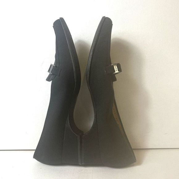 Salvatore Ferragamo Black Textile Womens Sz 8.5B Pump Slip On Square Toe Studded - Picture 6 of 11